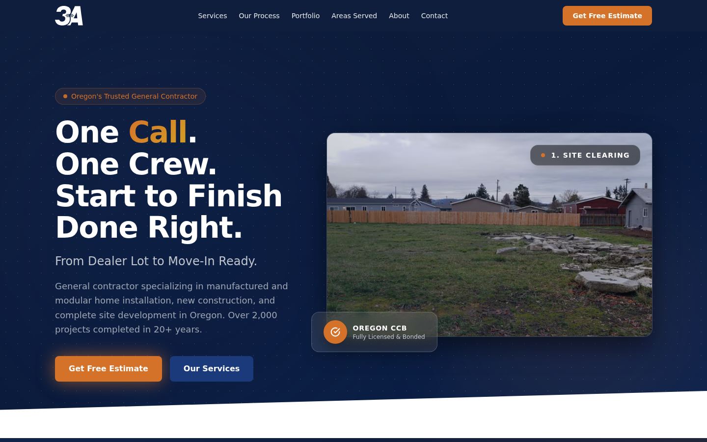 Homepage of 3-A Construction