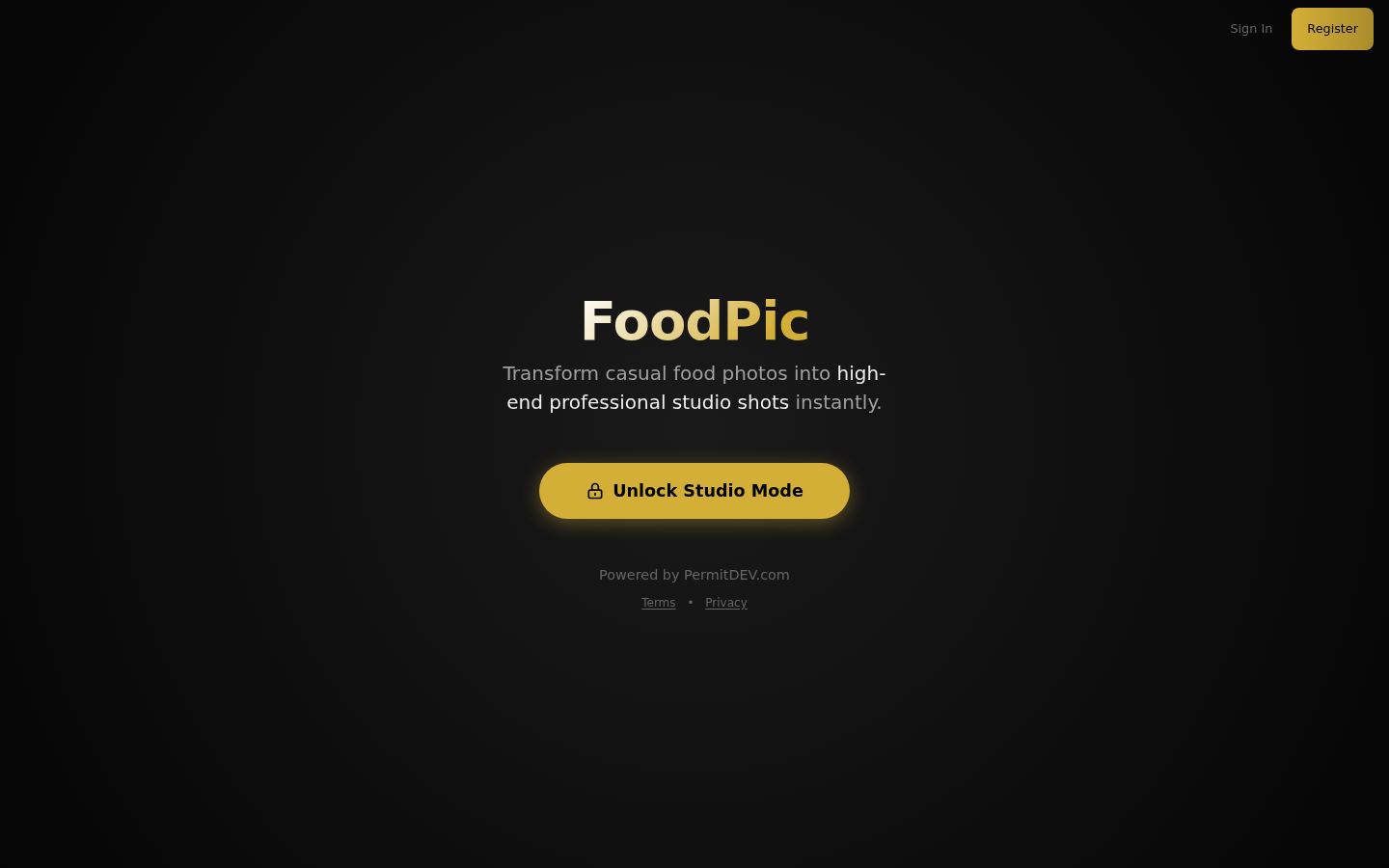 Homepage of FoodPic