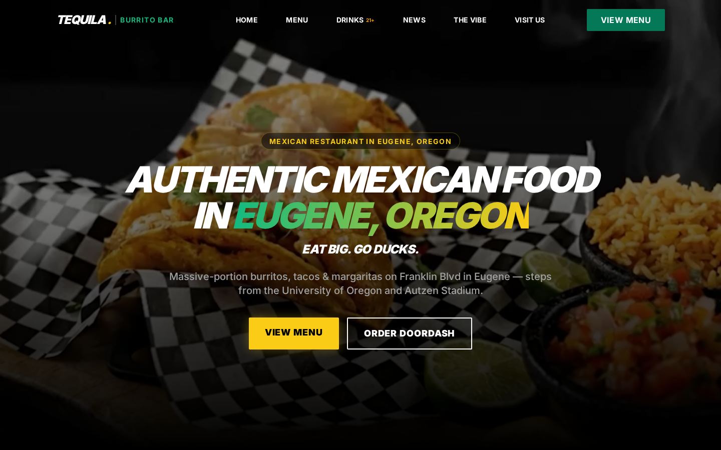 Homepage of Tequila Burrito Bar
